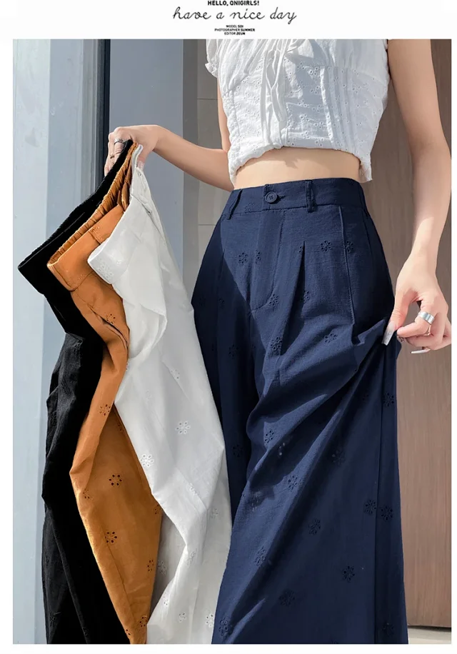 Women's Lace Hollow Wide-Leg Pants 2025 Summer New Detail