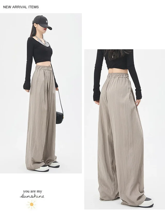 2025 Summer Textured Washed Cotton Wide-Leg Pants Detail