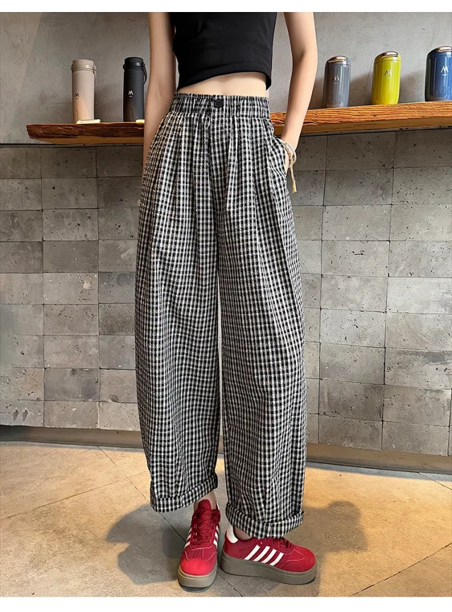 Premium Bubble Checkered Pants for Women Detail