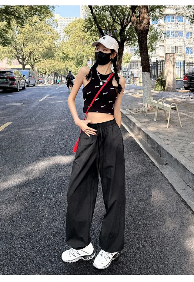 Women's Summer New Puff Straight Pants Detail