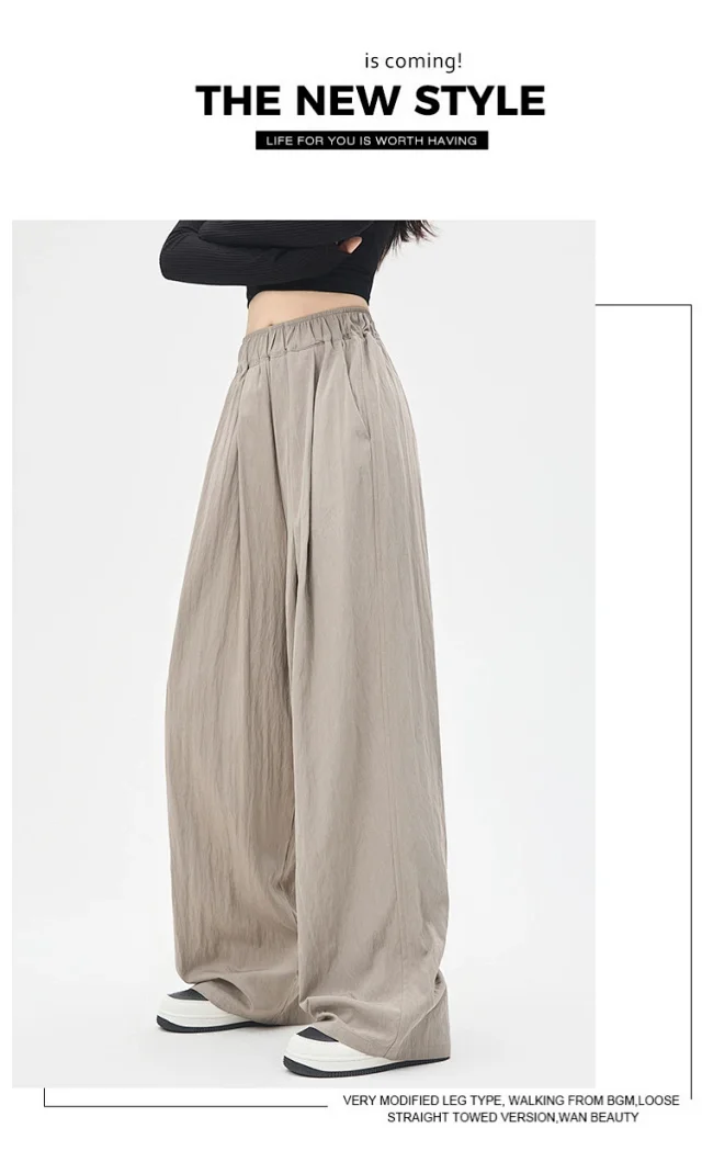 2025 Summer Textured Washed Cotton Wide-Leg Pants Detail