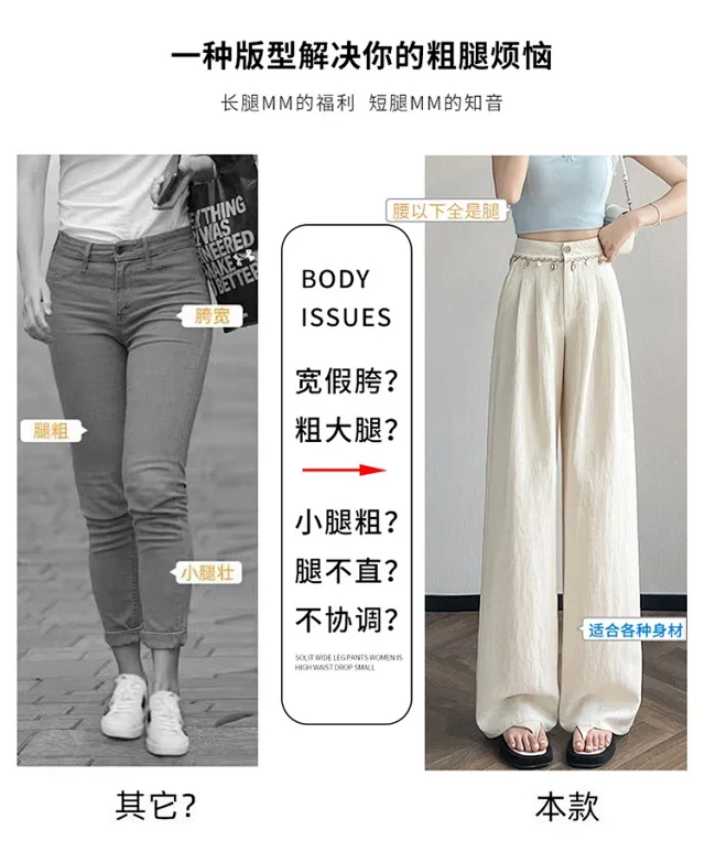 Summer Women's Tencel Linen Wide-Leg Pants Detail