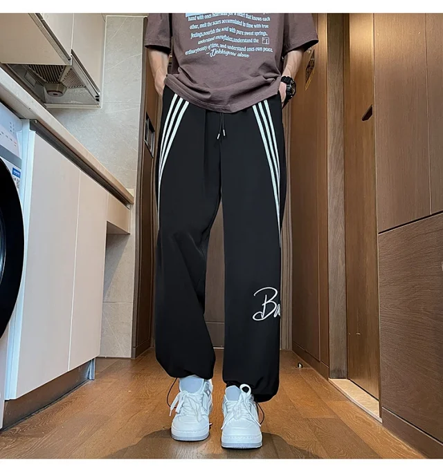 Men's Summer Ice Silk Baggy Straight Leg Trousers Detail