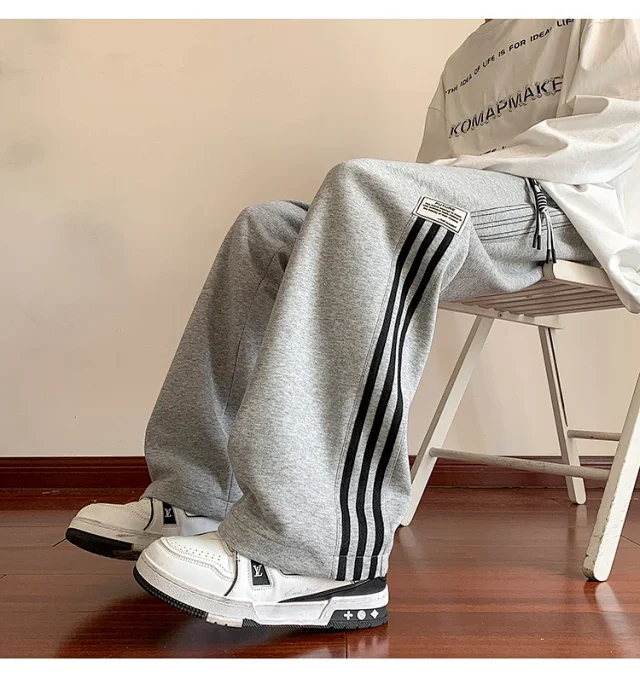 Japanese Oversize Men's Spring Retro Stripe Pants Detail