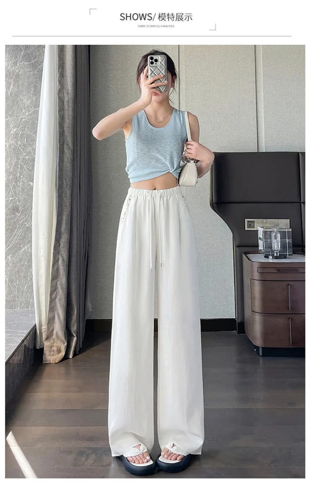 Women's Tencel Linen Wide-leg Pants Detail