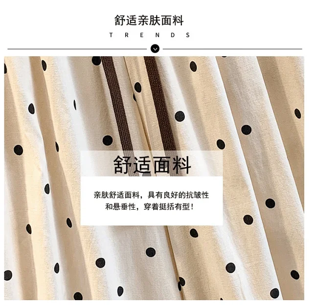 2025 Summer Linen Polka Dot Balloon Pants Detail
