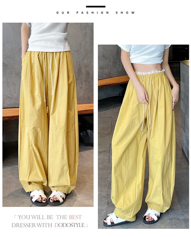 Summer Japanese Style Ice Silk Balloon Pants Detail