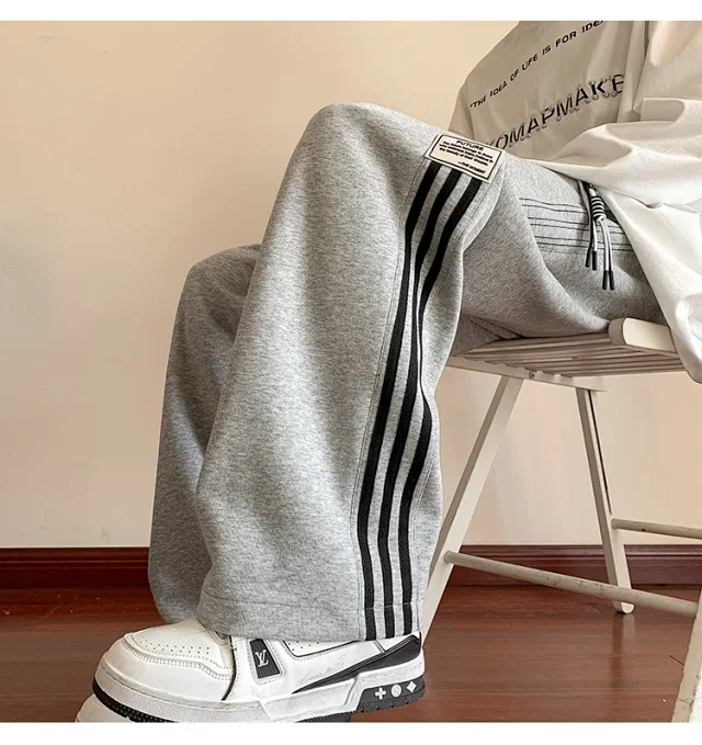 Japanese Oversize Men's Spring Retro Stripe Pants Detail