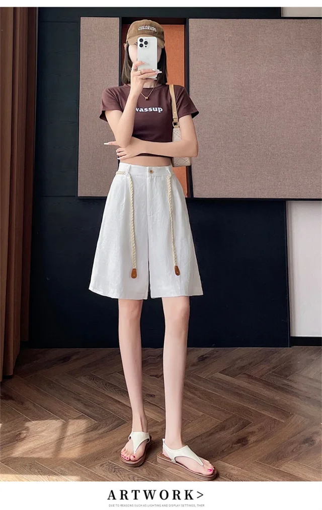 Lyocell Linen Shorts for Women Detail