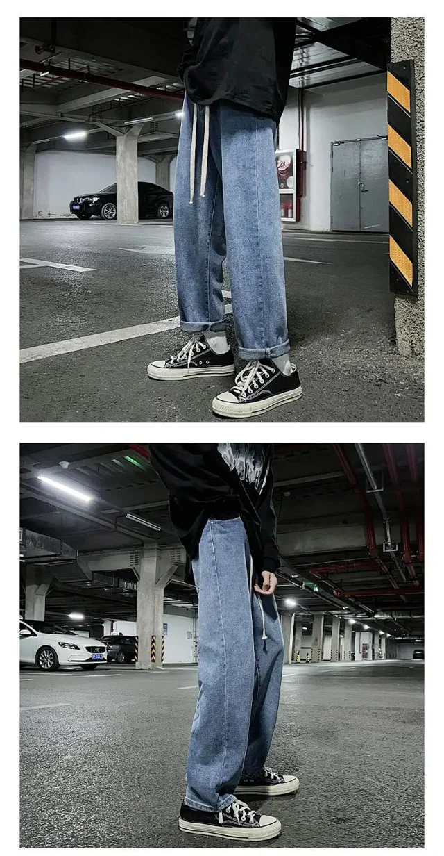 Men's Retro High-Street Straight Jeans Detail