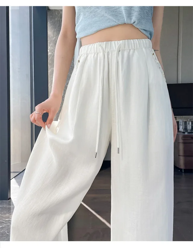 Women's Tencel Linen Wide-leg Pants Detail