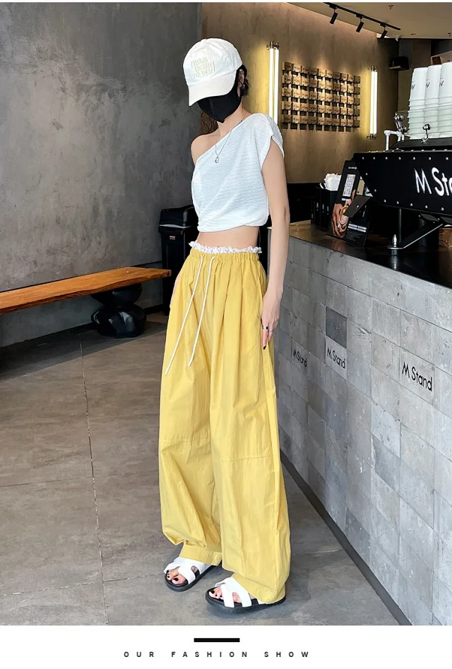 Summer Japanese Style Ice Silk Balloon Pants Detail