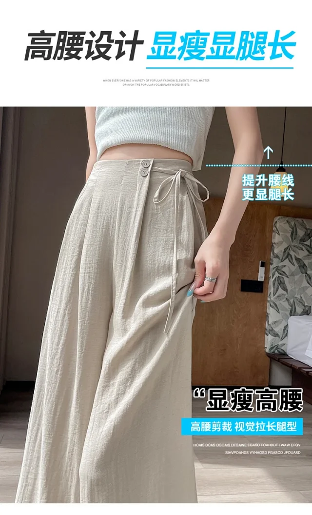 Women's Summer Linen Wide-leg Pants Detail