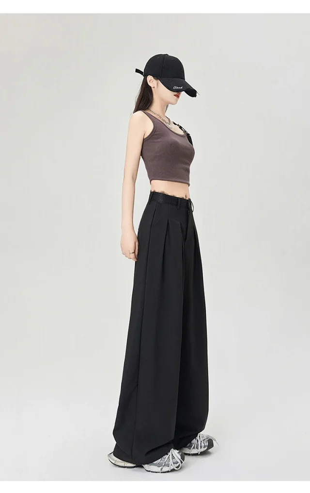 Women's Lace Trim High-Waist Wide-Leg Pants Detail