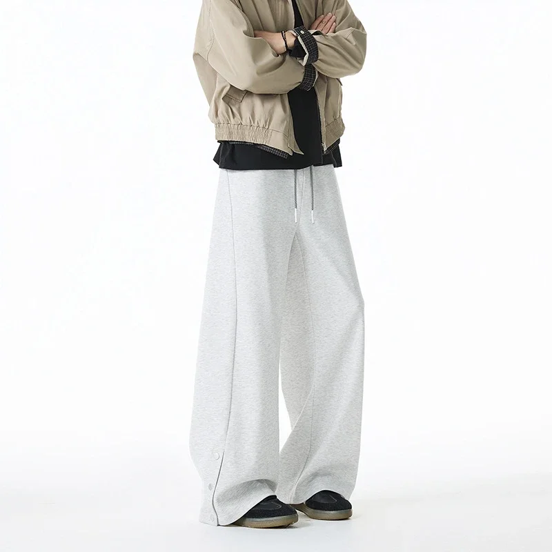 French Side - Buttoned Men's Baggy Wide - Leg Pants