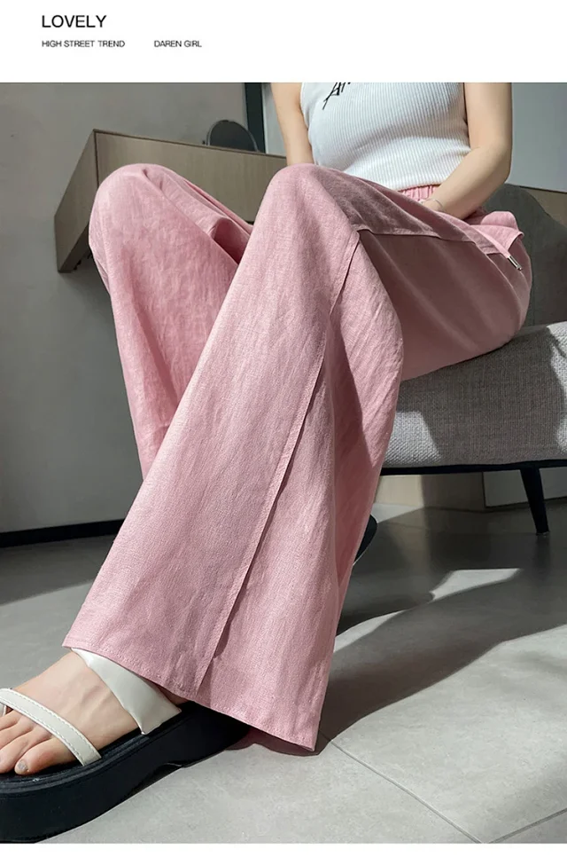Ladies' Lyocell-Linen Wide-Leg Pants Detail