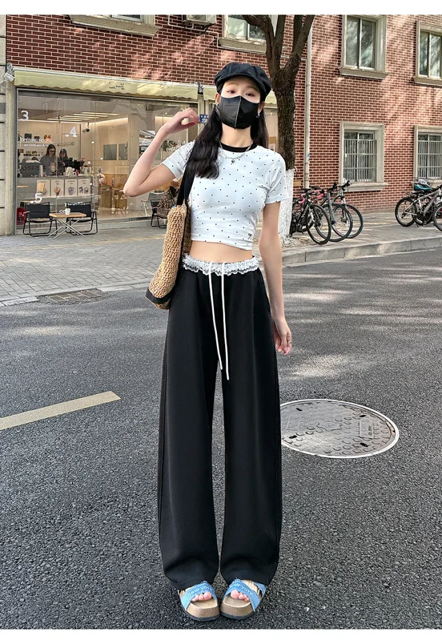 Banana Deconstructed Wide Legs Lace Pants Detail