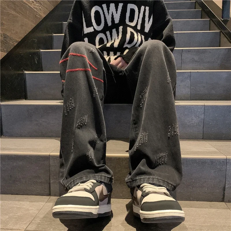 Men's Straight Jeans with Stitch Detail