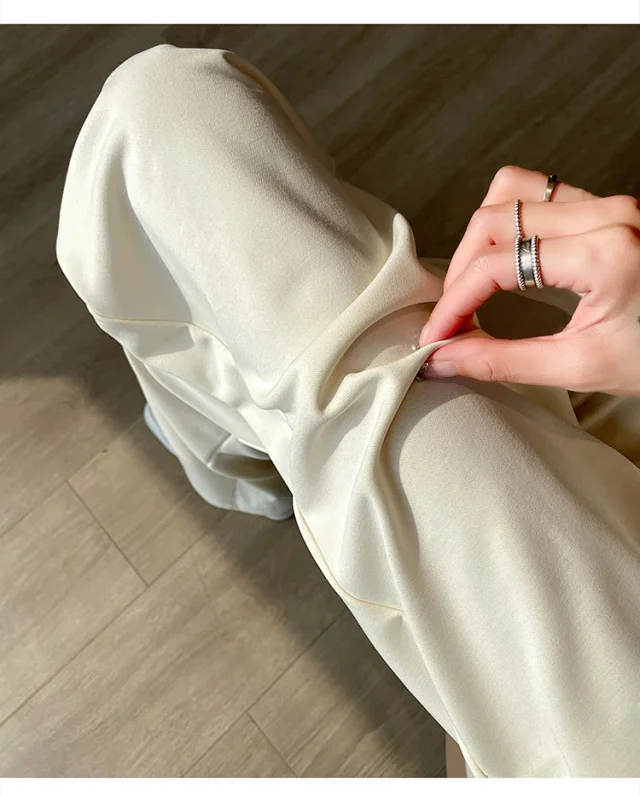 Women's Cupro Wide - Leg Pants 2025 Summer New Detail