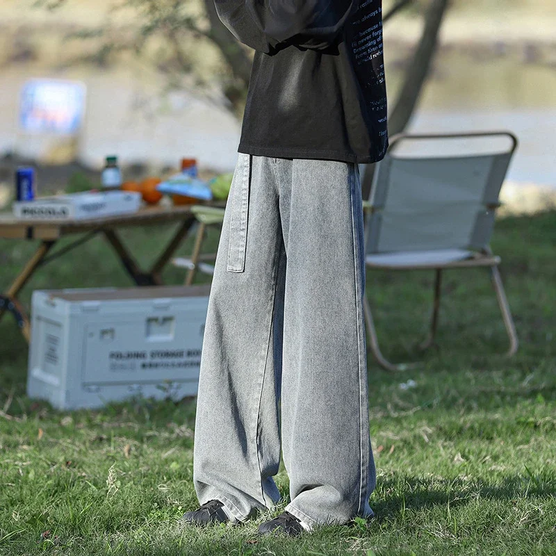 Men's Retro Washed Jeans - Cleanfit Loose Wide Leg