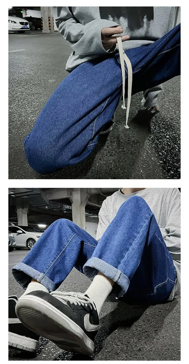 Men's Retro High-Street Straight Jeans Detail