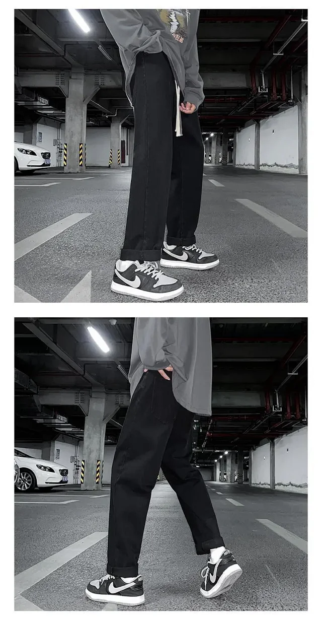 Men's Retro High-Street Straight Jeans Detail