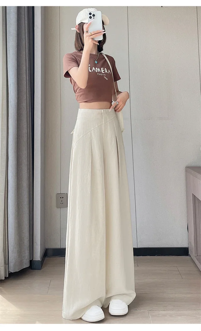 2025 Summer Women's Lenzing Tencel Linen Wide-leg Pants Detail