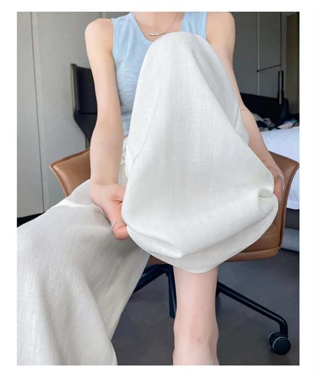 Women's Tencel Linen Wide-leg Pants Detail