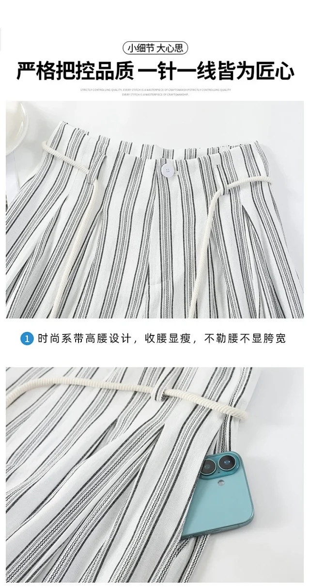 Linen Yamamoto Wide-leg Pants for Women Detail