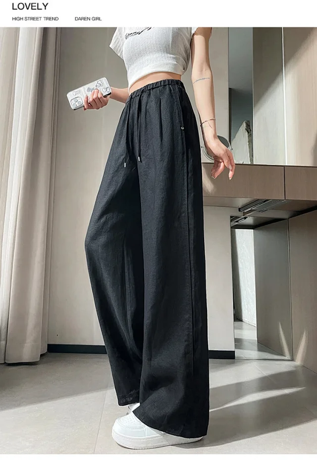 Ladies' Lyocell-Linen Wide-Leg Pants Detail