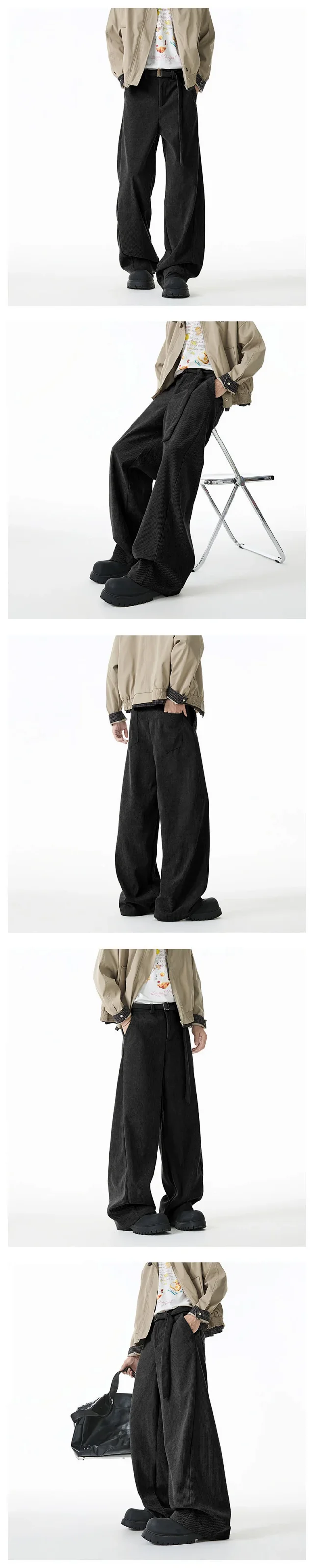 Vintage Corduroy Wide-Leg Work Pants Detail