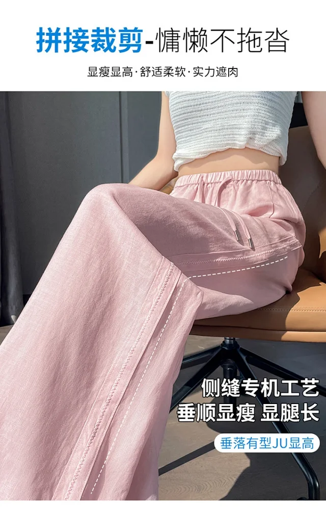 Linen Wide - Leg Pants for Women 2025 Summer Detail