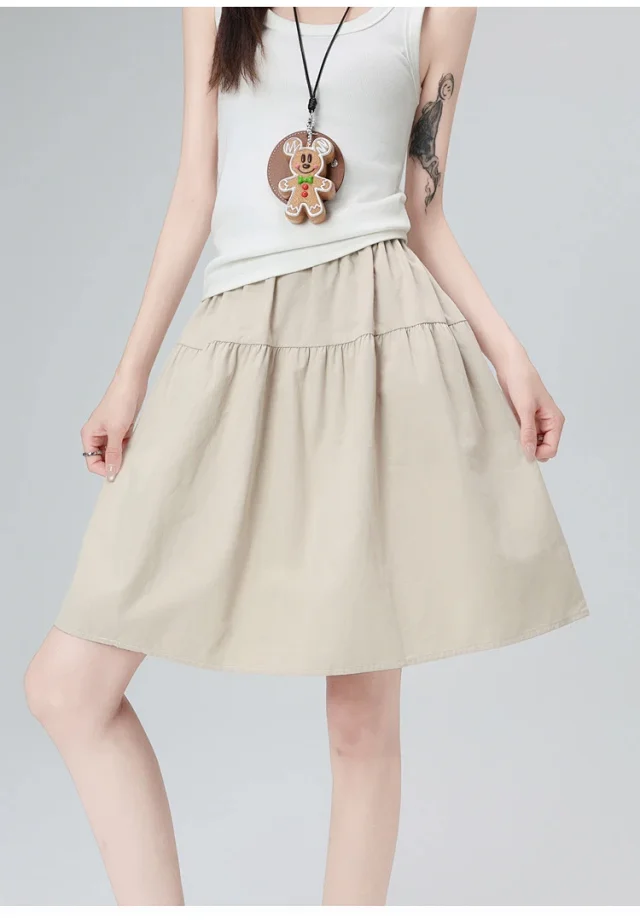 Navy High-Waist A-Line Skirt Detail