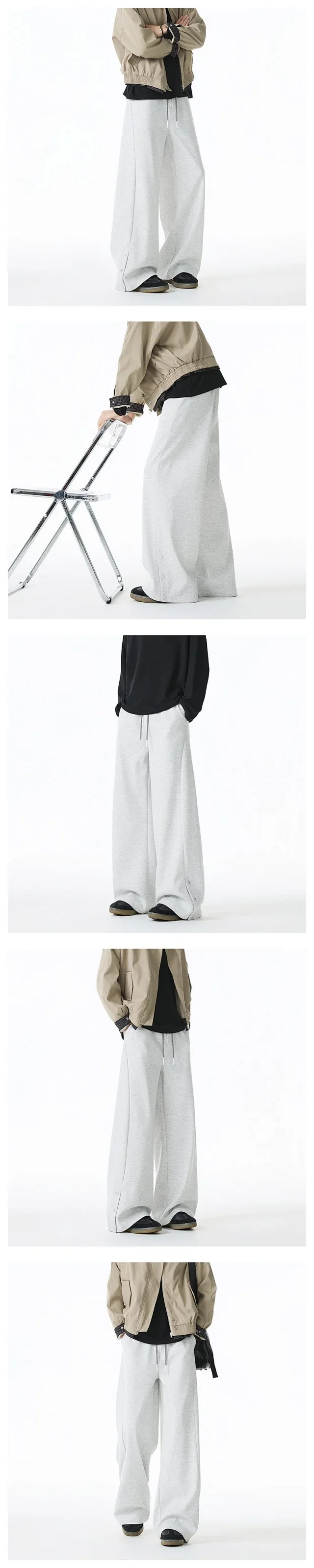 French Side - Buttoned Men's Baggy Wide - Leg Pants Detail