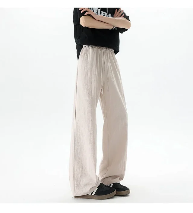 Men's Summer Linen-Cotton Loose Trousers (2m) Detail