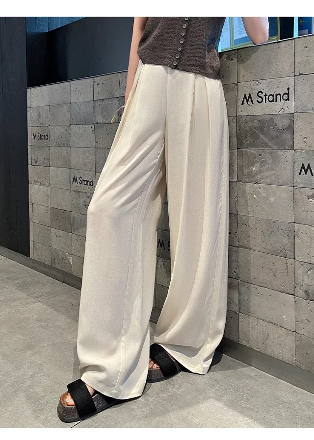 Summer Thin Tencel White Pants Detail