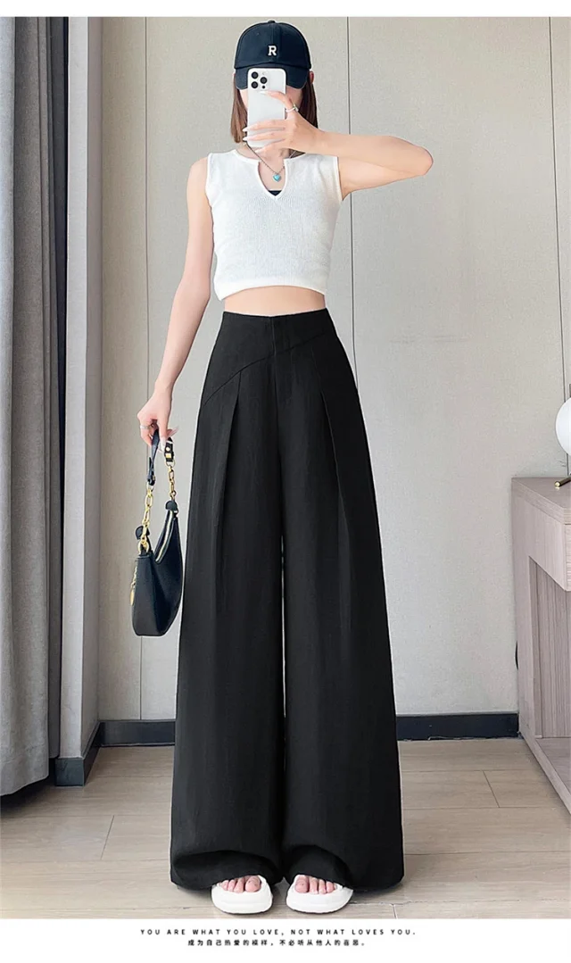 2025 Summer Women's Lenzing Tencel Linen Wide-leg Pants Detail