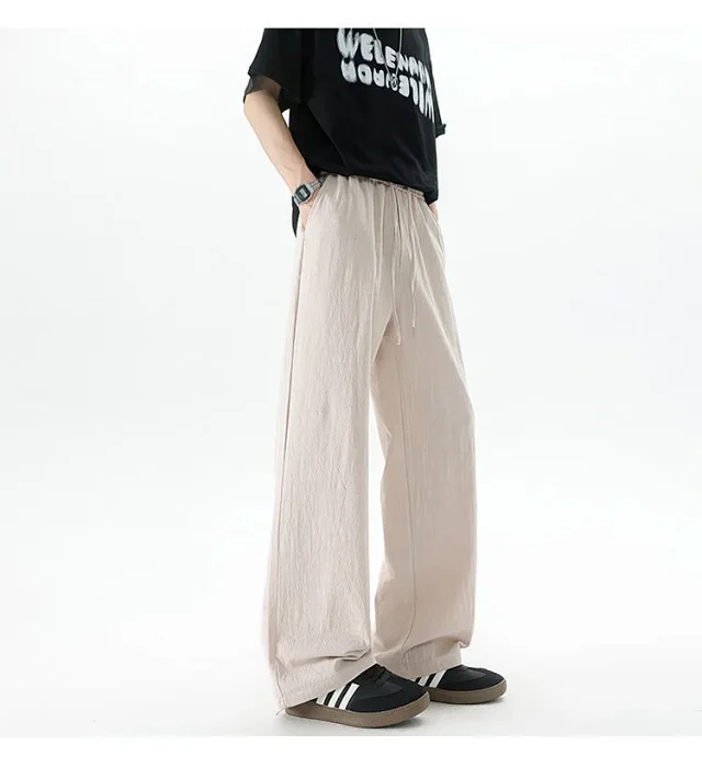 Men's Summer Linen-Cotton Loose Trousers (2m) Detail
