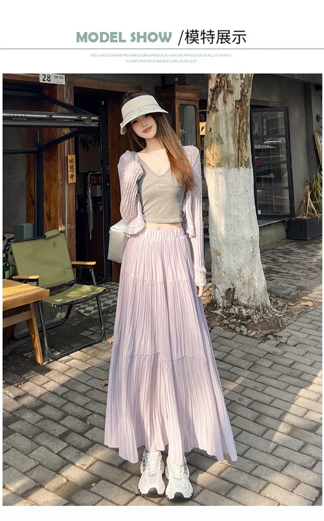 Purple Pleated Midi Skirt 2025 Spring/Summer Detail
