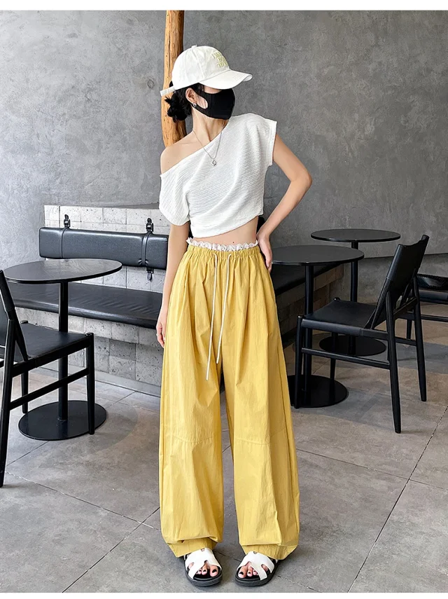 Summer Japanese Style Ice Silk Balloon Pants Detail
