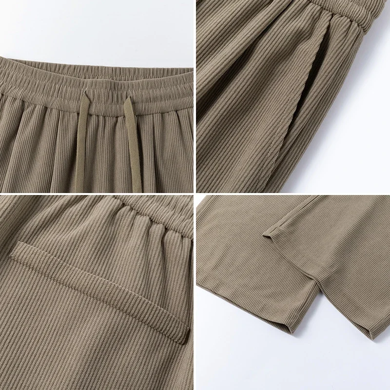 Khaki Loose Wide - Leg Pants