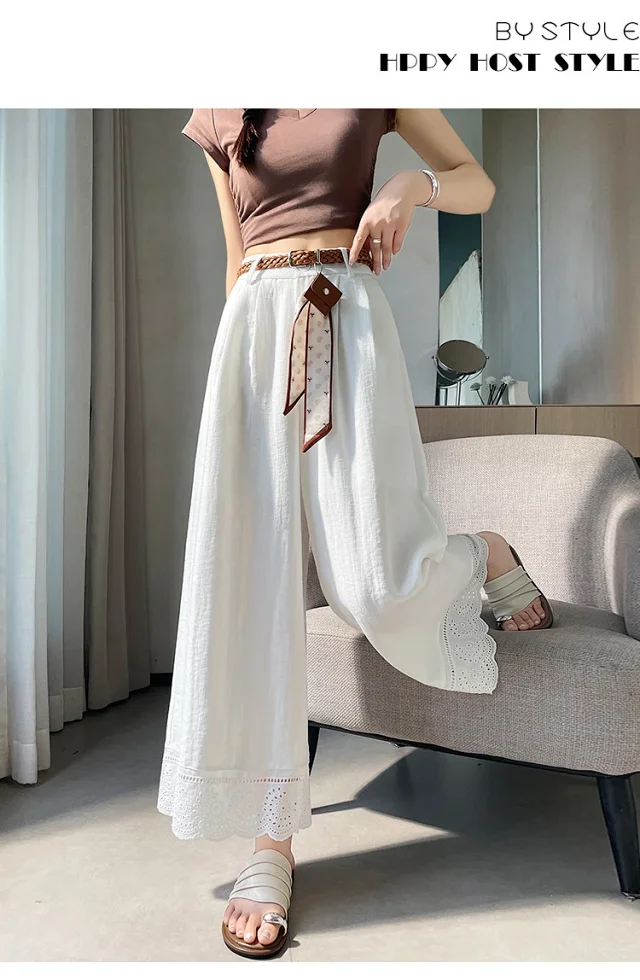2025 Summer Linen Cropped Trousers Detail