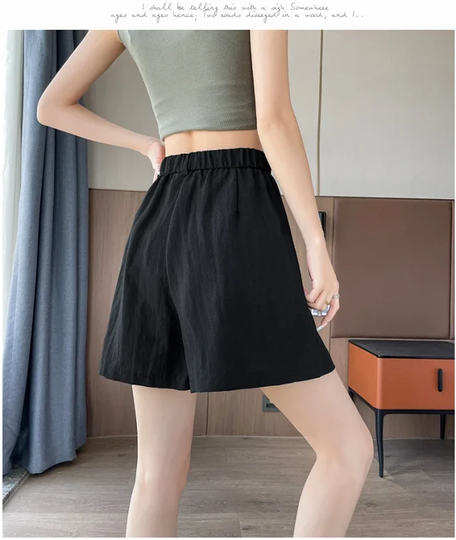2025 Summer Ice Linen Wide-Leg Shorts for Women Detail