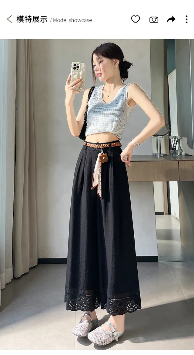 2025 Summer Linen Cropped Trousers Detail
