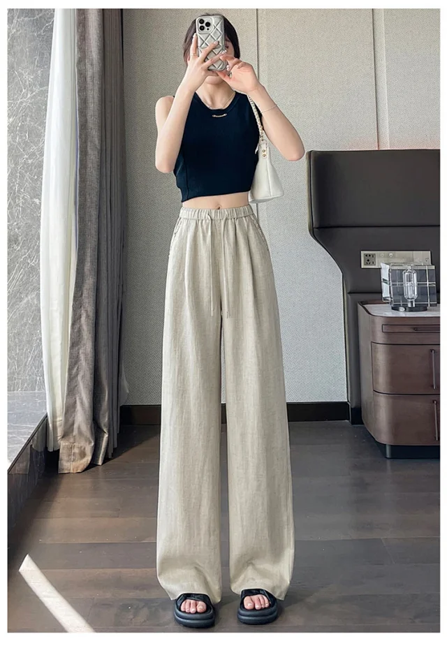 Women's Tencel Linen Wide-leg Pants Detail