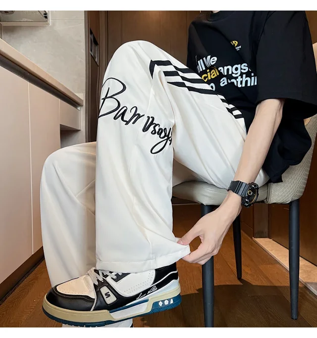 Men's Summer Ice Silk Baggy Straight Leg Trousers Detail