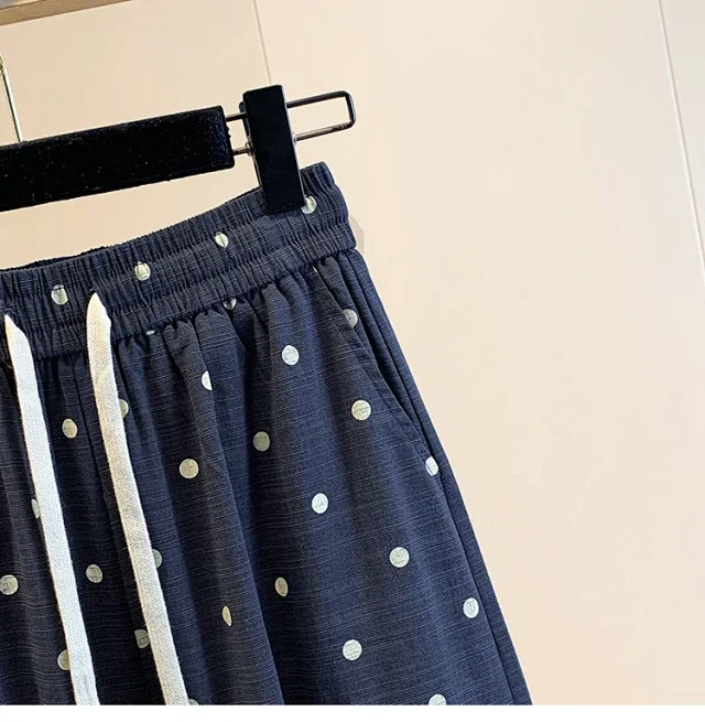 2025 Summer Linen Polka Dot Balloon Pants Detail