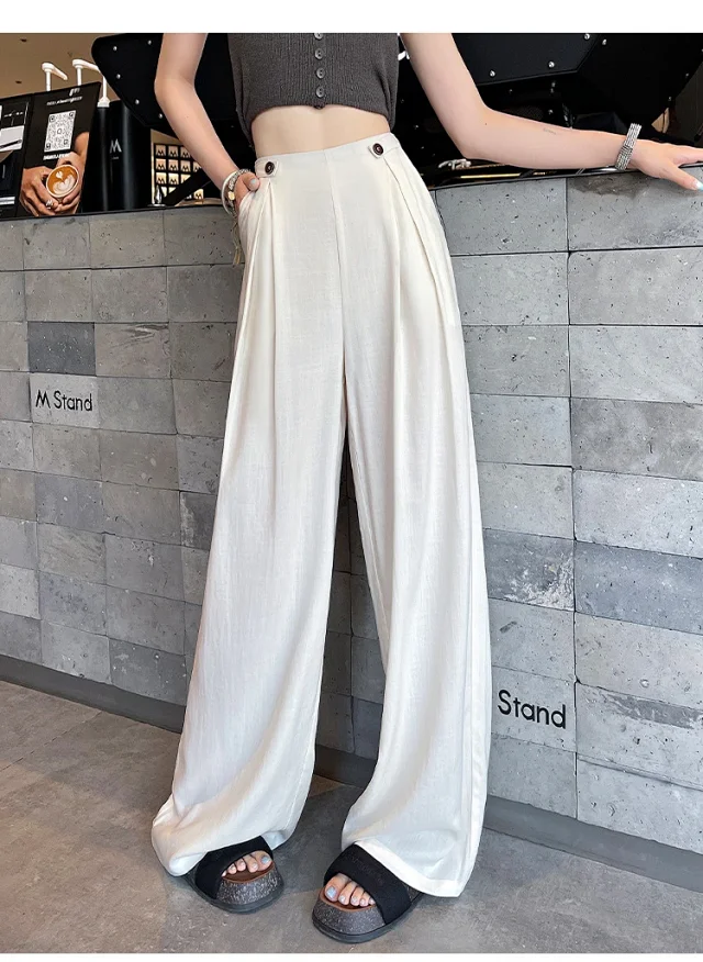 Summer Thin Tencel White Pants Detail