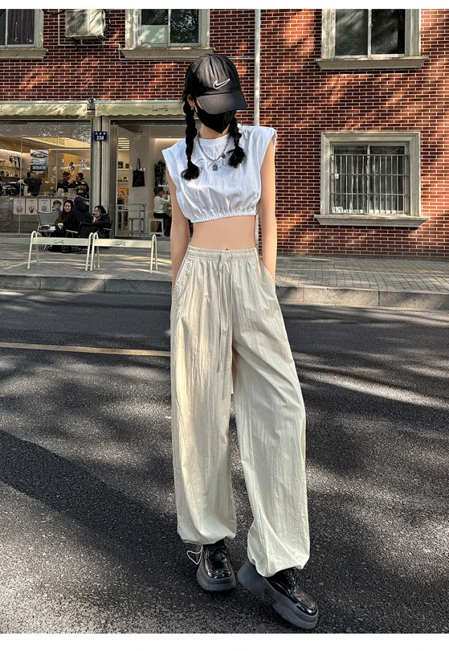 Women's Summer New Puff Straight Pants Detail