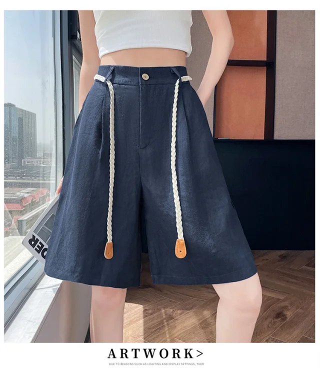 Lyocell Linen Shorts for Women Detail